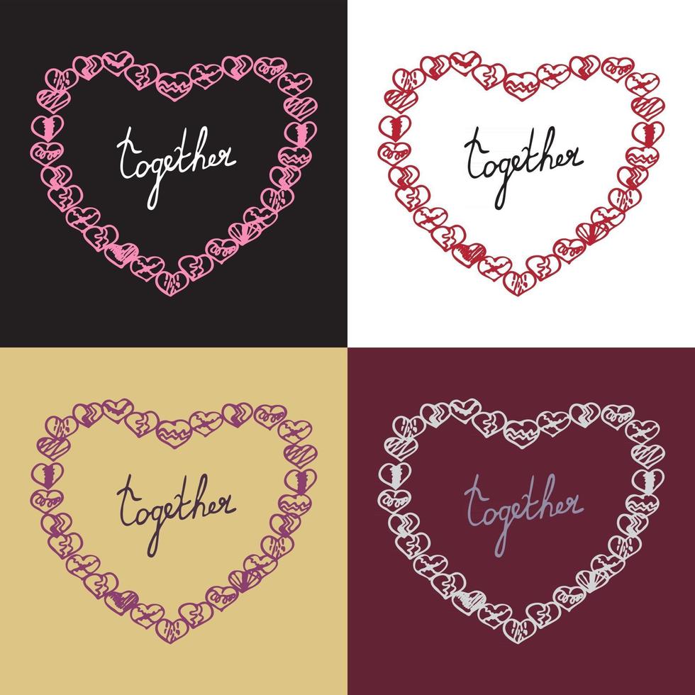 Romantic collection with 4 cards vector