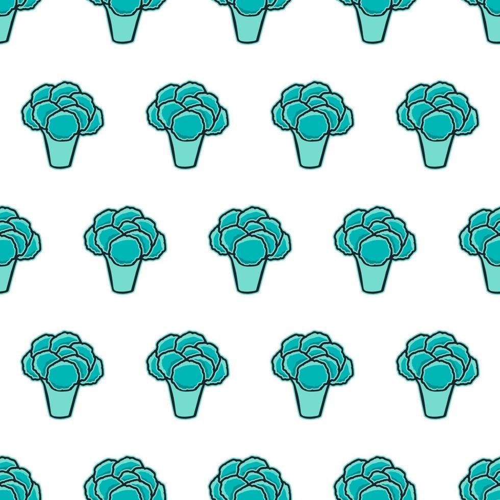 Seamless pattern Broccoli hand drawn vector illustration