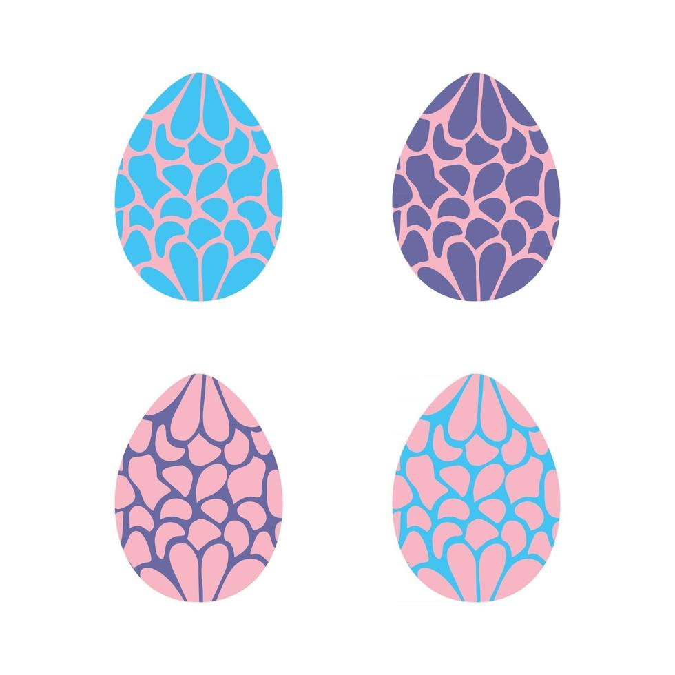 conjunto de 4 huevos dibujados a mano para tarjeta de felicitación de pascua vector