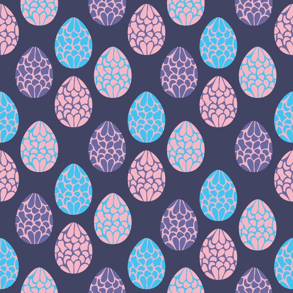 Seamless pattern with hand drawn easter eggs vector