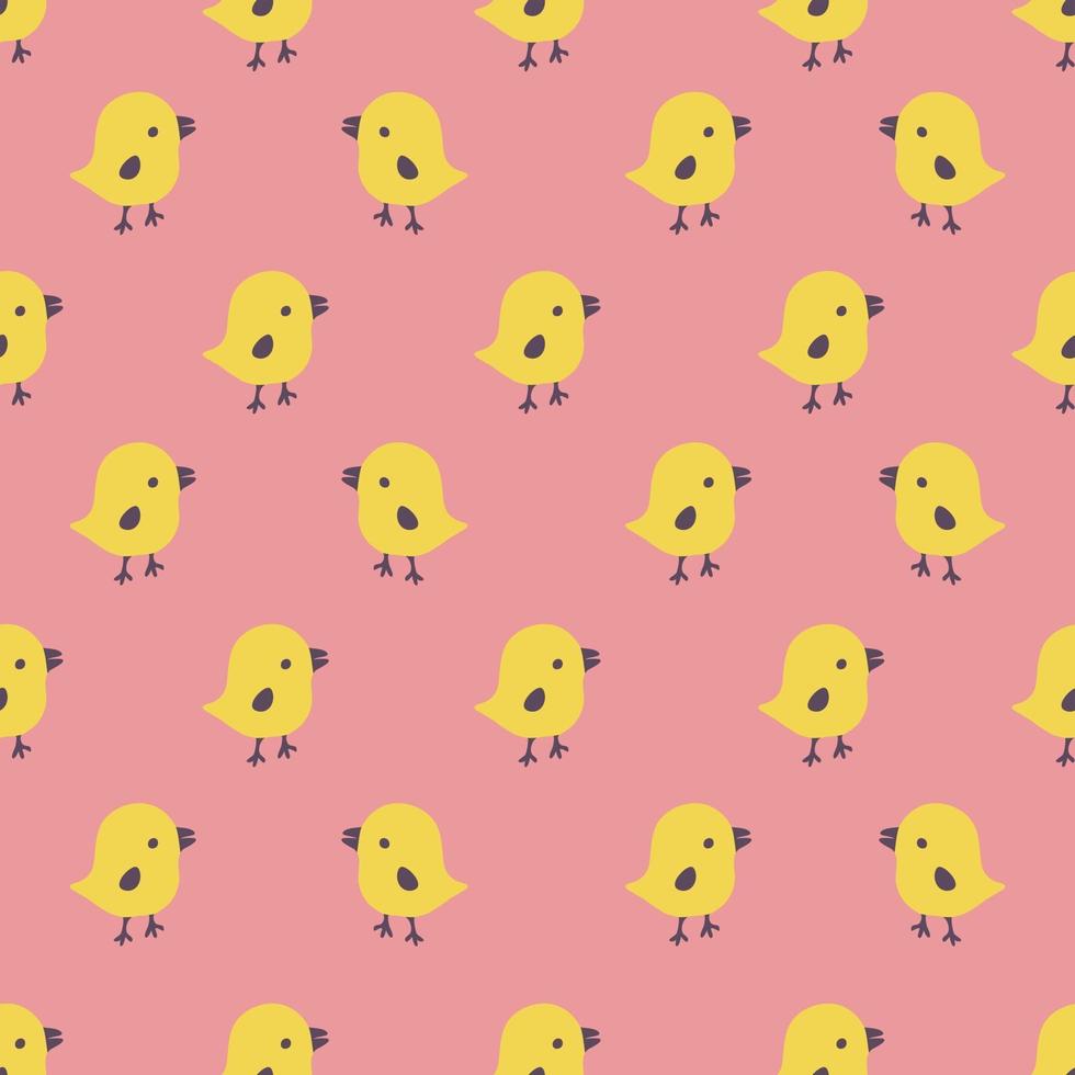 Seamless pattern with cartoon yellow chicks vector