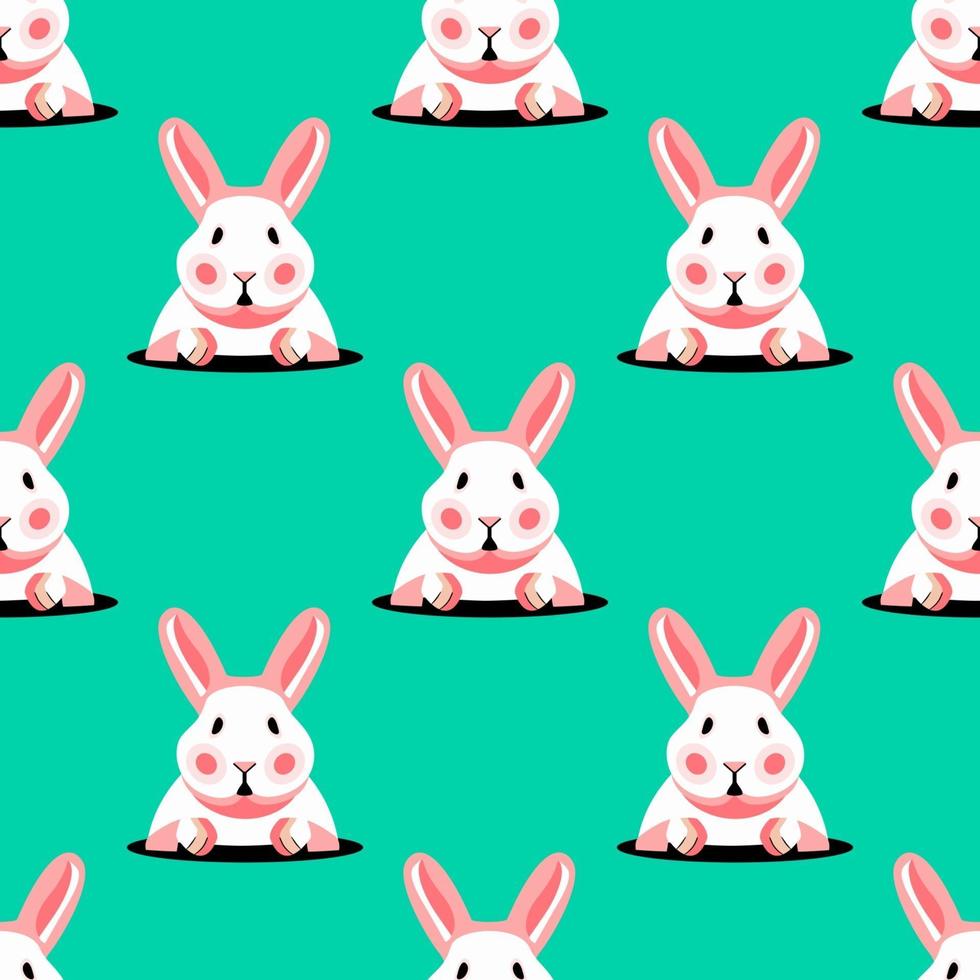 Cute rabbit peeps out of a hole during quarantine of Coronavirus vector