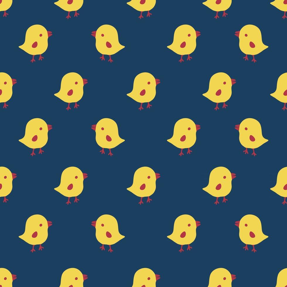 Seamless pattern with cartoon yellow chicks vector