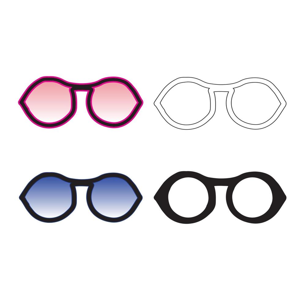 Hand drawn glasses outline set. vector