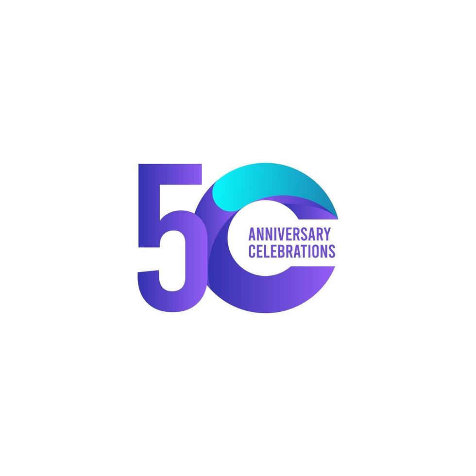50 Years Anniversary Celebration, Purple and Blue Gradient Vector Template Design Illustration