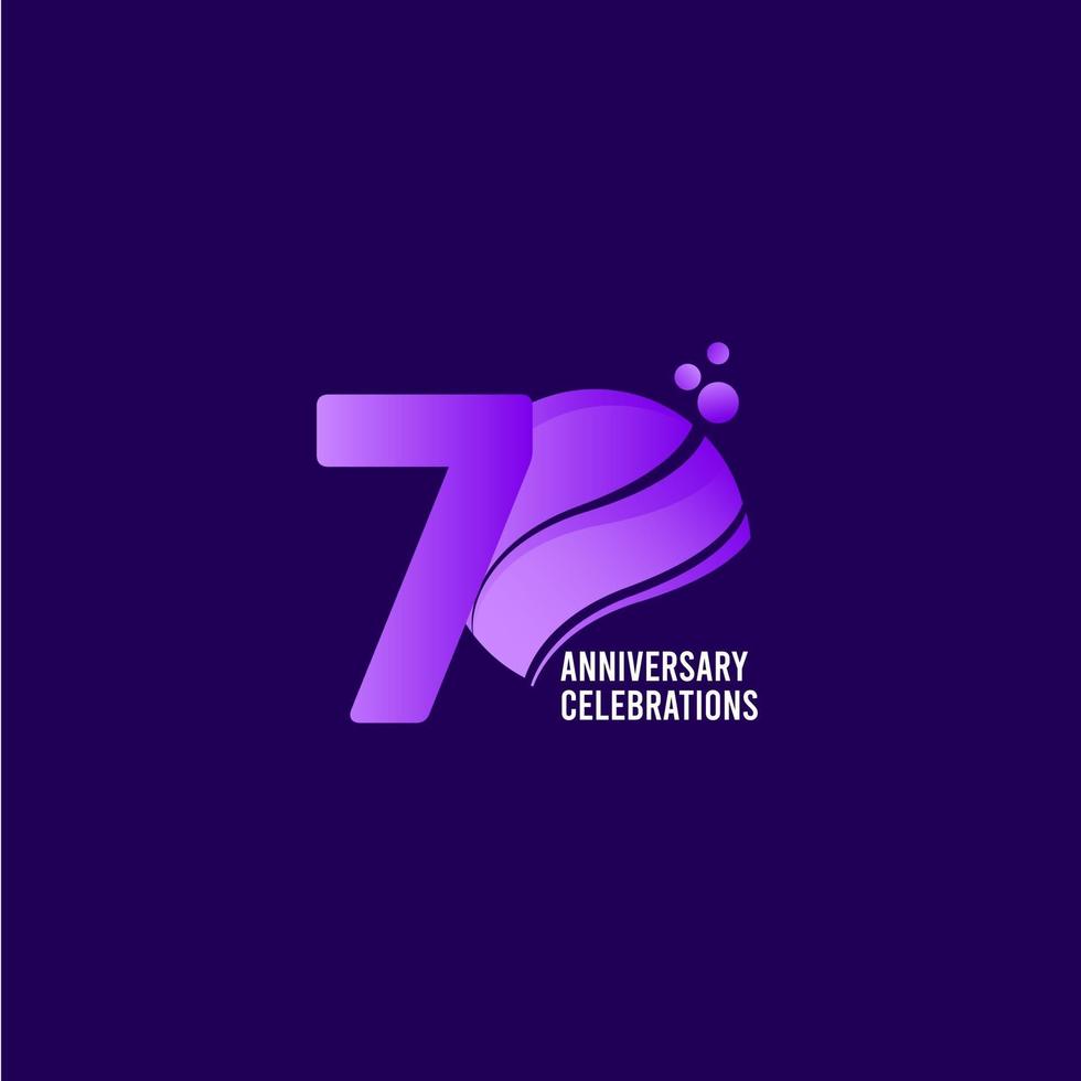 70 Years Anniversary Celebration, Purple Vector Template Design Illustration