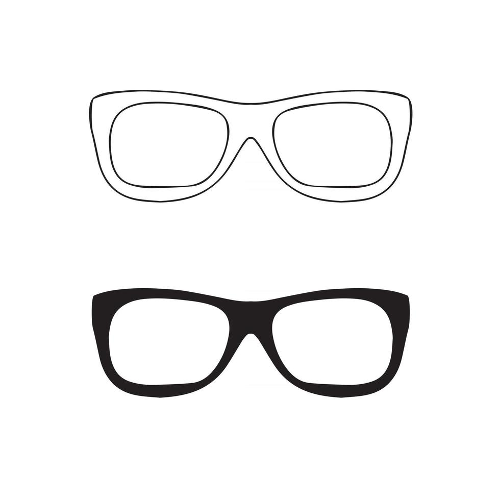 Hand drawn glasses outline set. vector