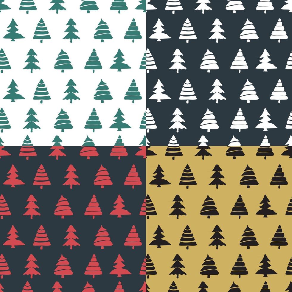 Set fir tree seamless pattern colorful vector