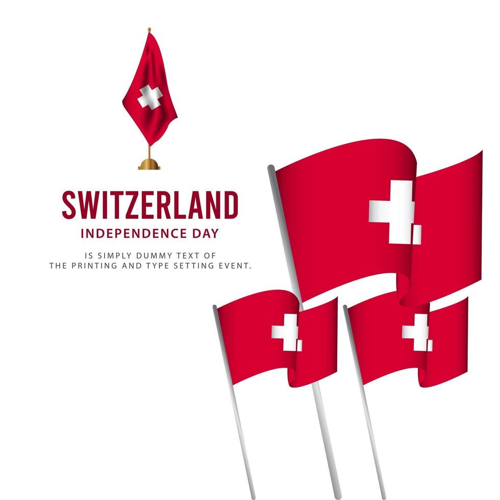 Switzerland Independence Day Celebration, Poster, banner set Design for printing Vector Template Illustration