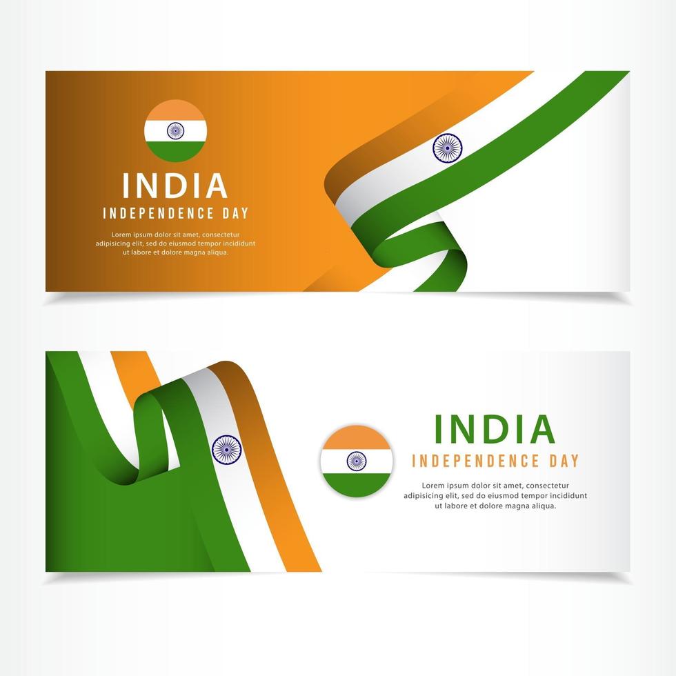 celebración del día de la independencia de la india, ilustración de plantilla de vector de diseño de conjunto de banners