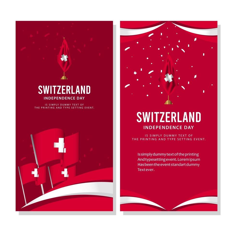 Celebración del día de la independencia de Suiza, cartel, diseño de banner para imprimir ilustración de plantilla vectorial vector