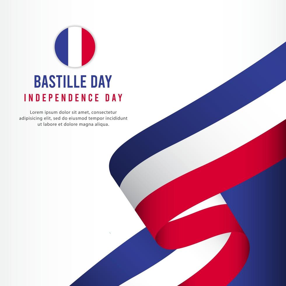 celebración del día de la independencia del día de la bastilla, ilustración de plantilla de vector de diseño de conjunto de banners