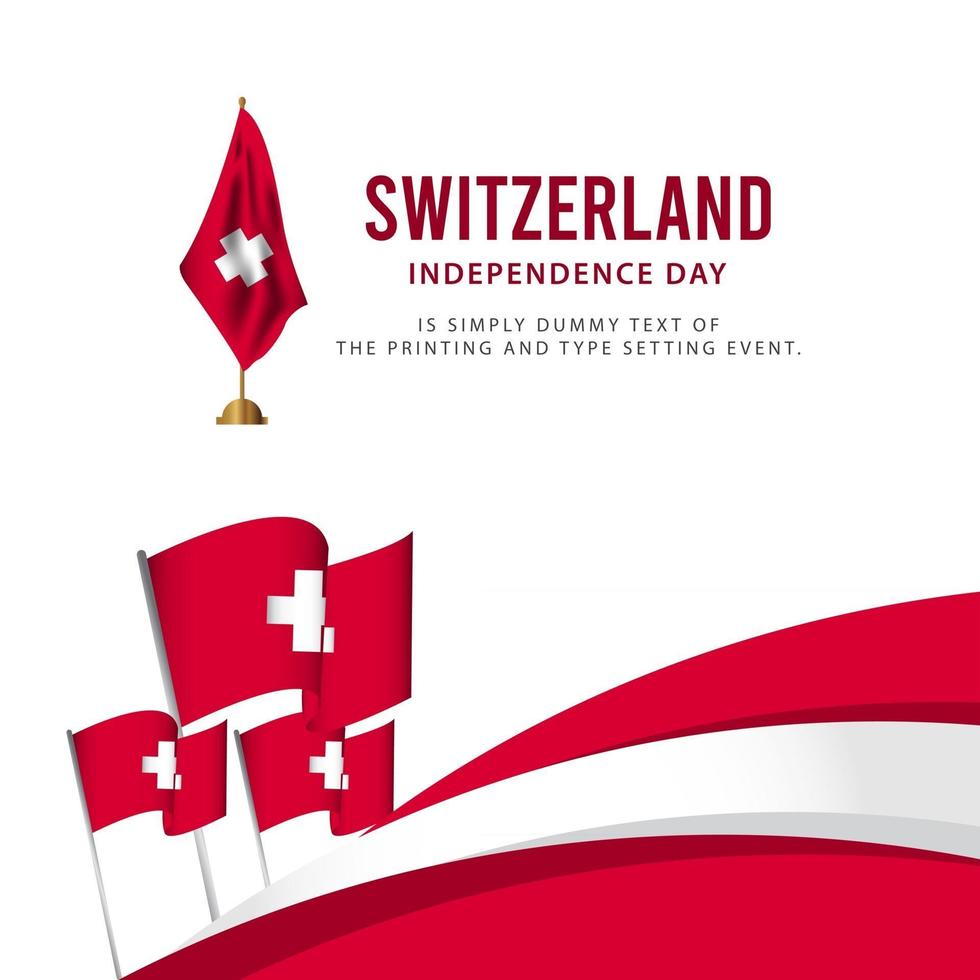 Switzerland Independence Day Celebration, Poster, banner set Design for printing Vector Template Illustration