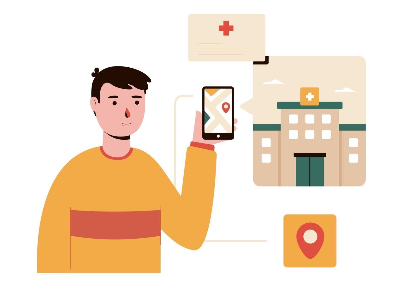 Find the Nearest Hospital Vector Illustration