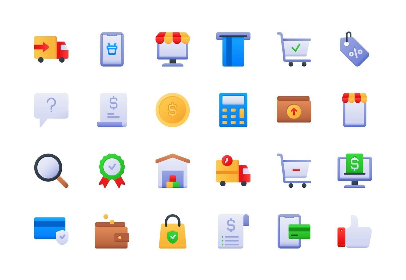 E-commerce and Shopping Gradient Icon Set vector