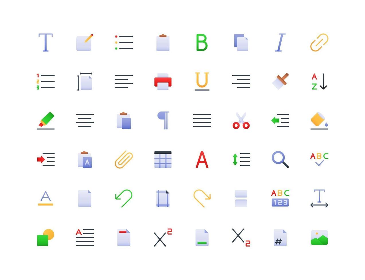 conjunto de iconos de degradado de editor de texto vector