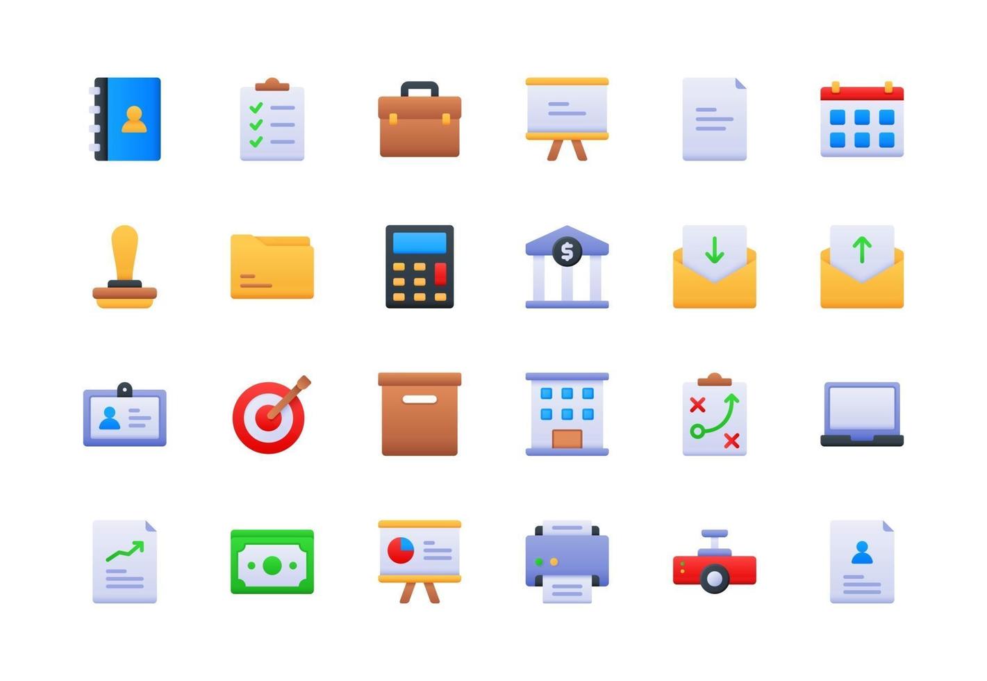 Business and Office Supplies Gradient Icon Set vector