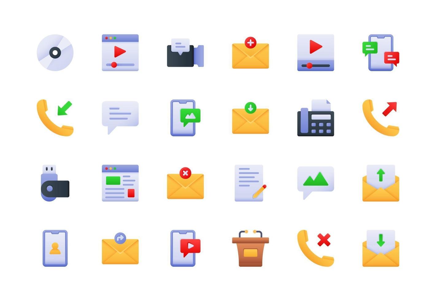 Communication Devices Gradient Icon Set vector