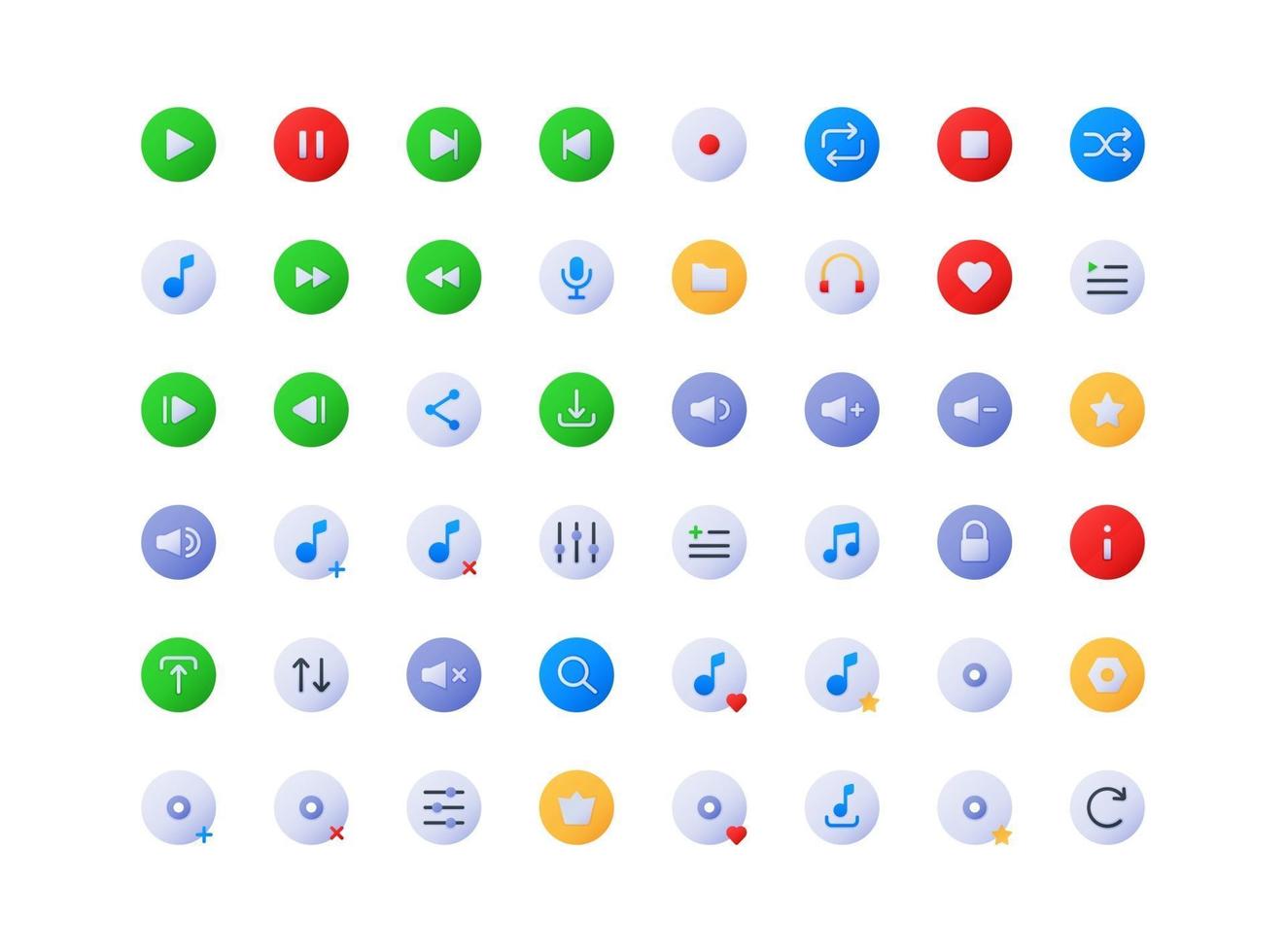 Music Player Butttons Gradient Icon Set vector