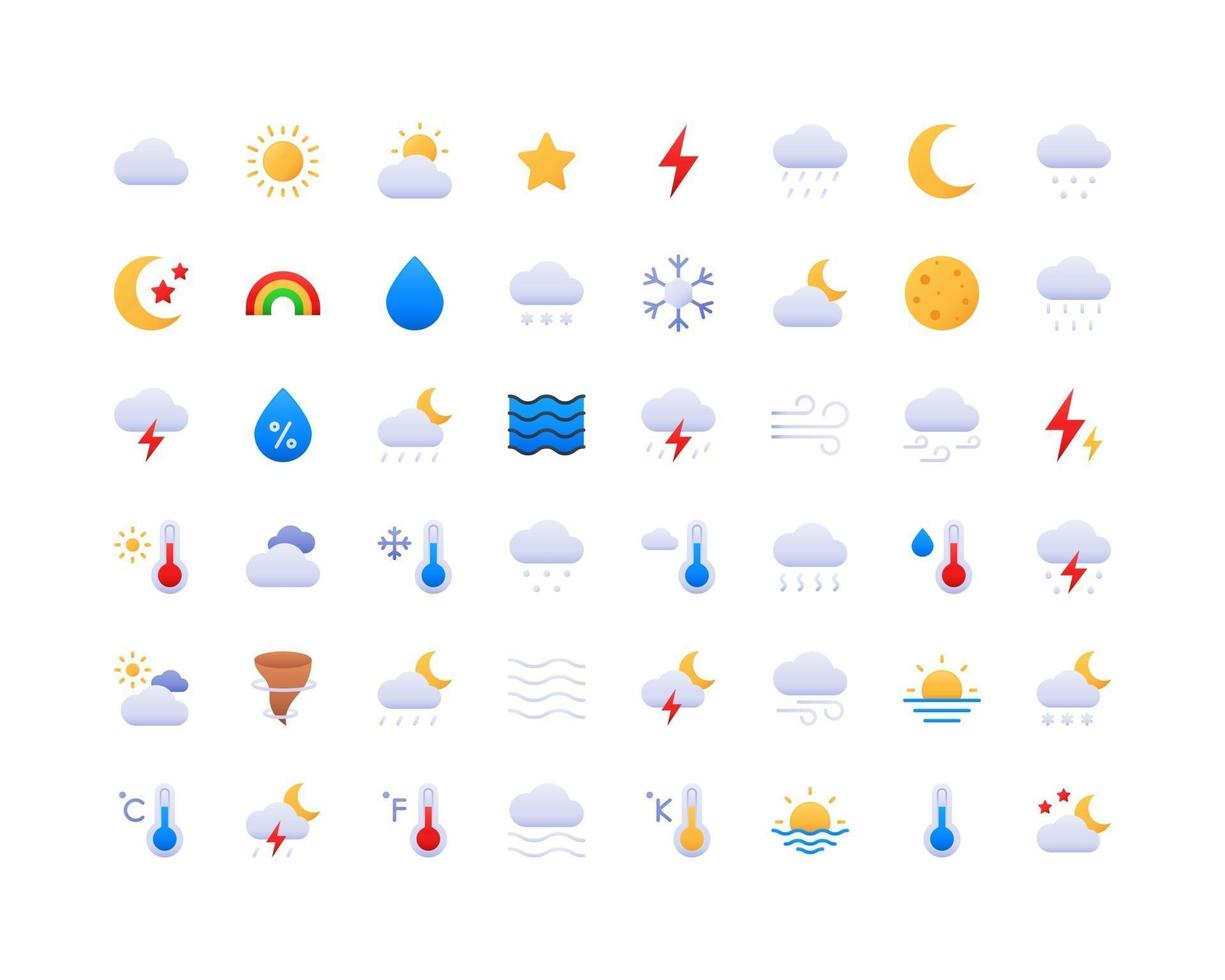 Weather Gradient Icon Set vector