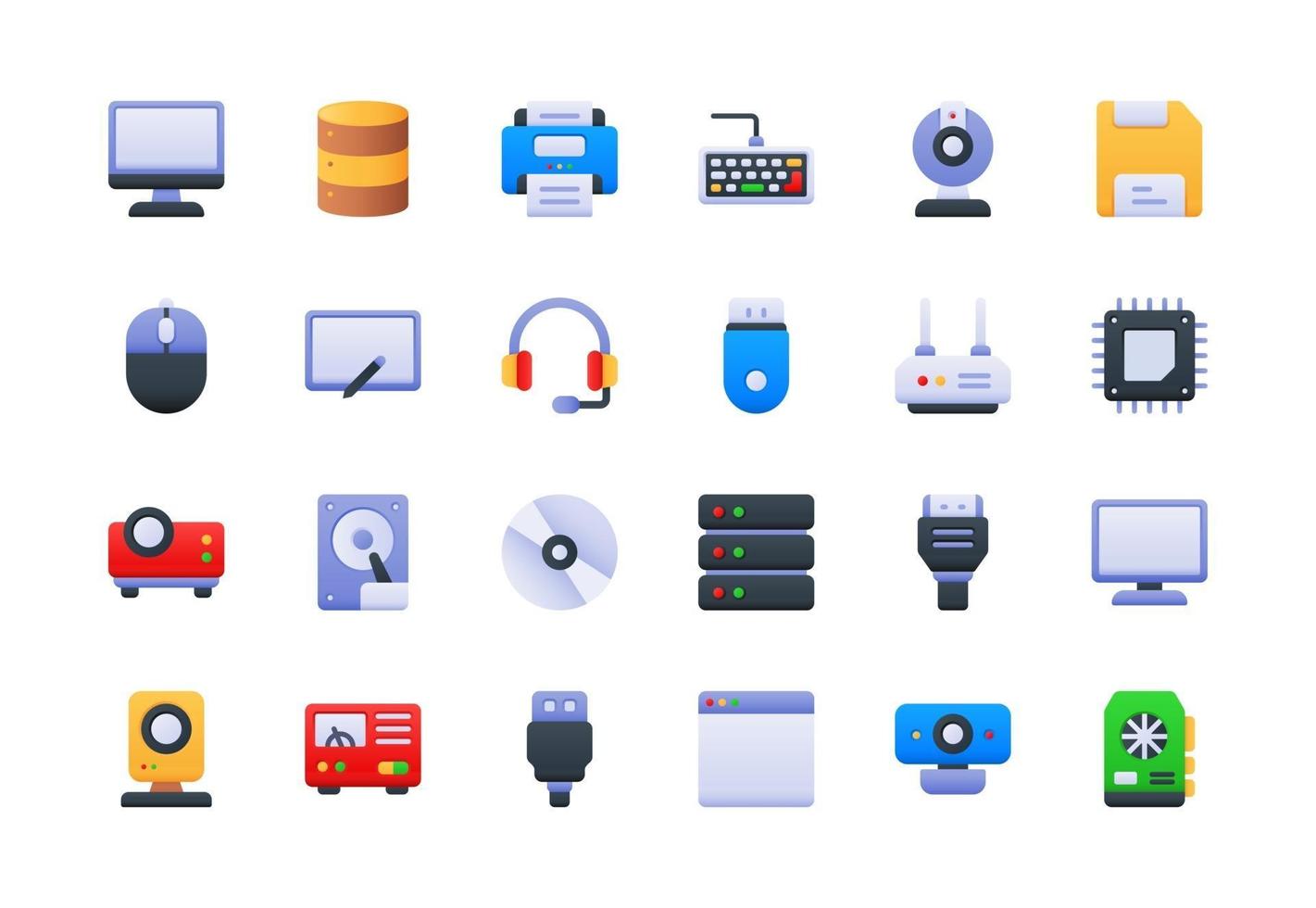 Computer and IT Gradient Icon Set vector