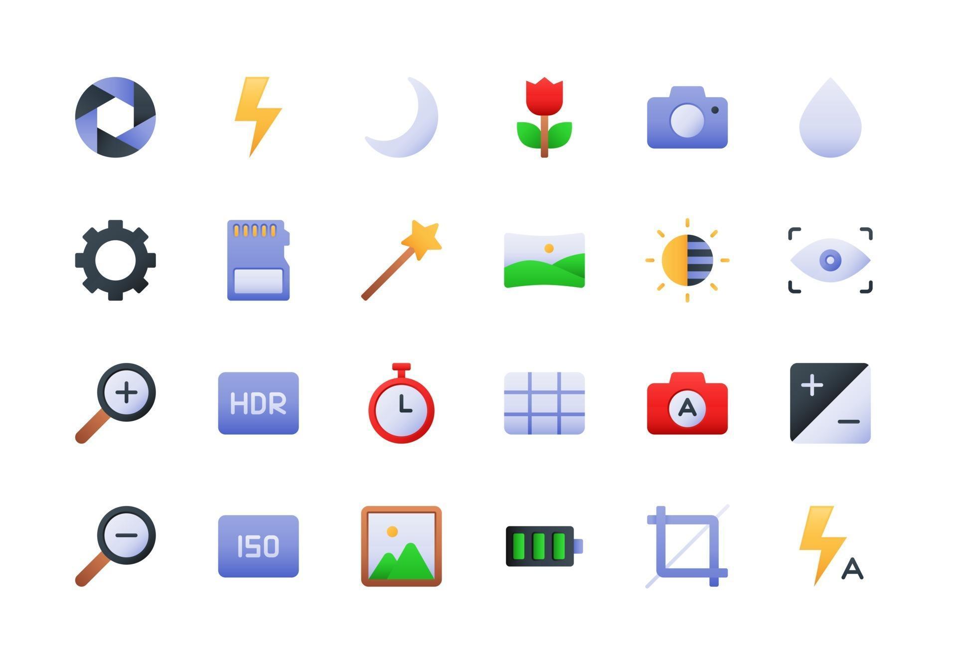 Camera Interface Gradient Icon Set 2744943 Vector Art at Vecteezy