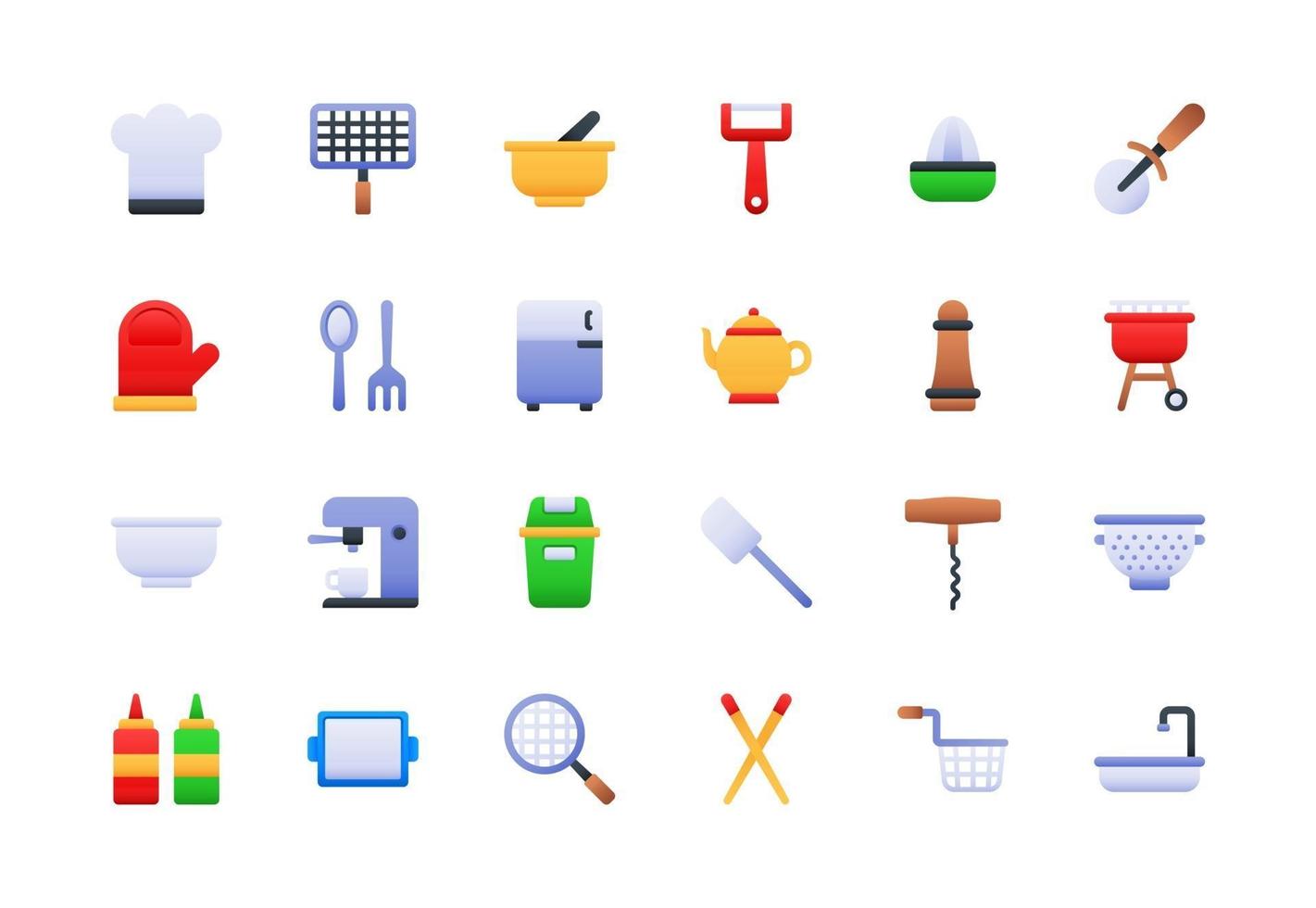 Kitchen Equipment Gradient Icon Set vector