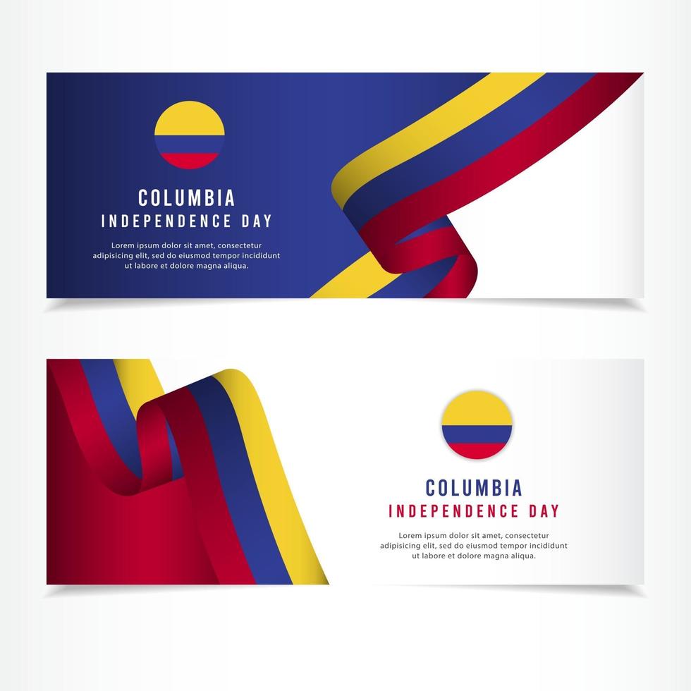 Columbia Independence Day Celebration, banner set Design Vector Template Illustration