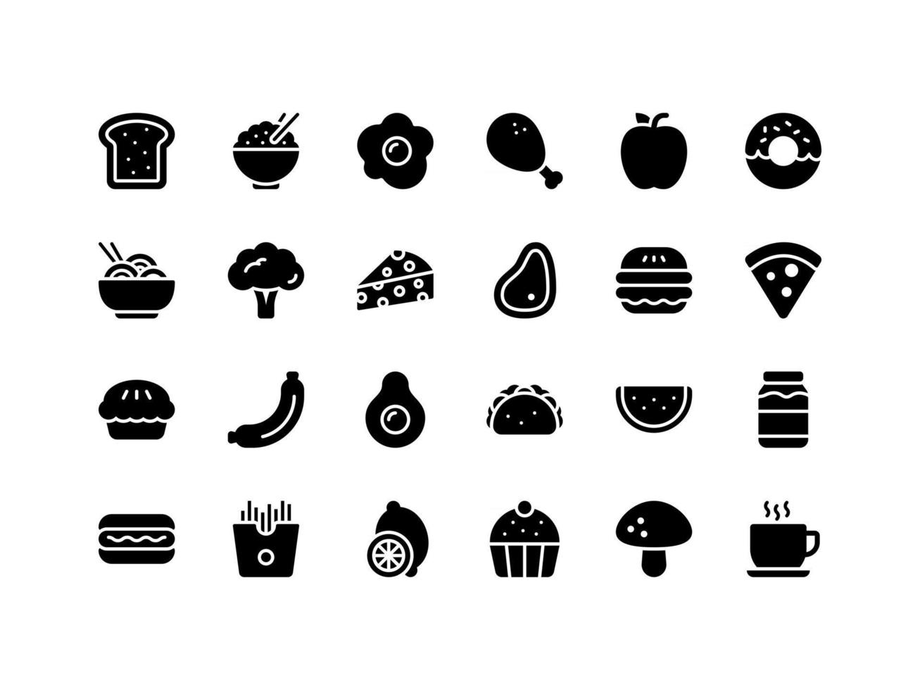 Food and Drinks Glyph Icon Set vector