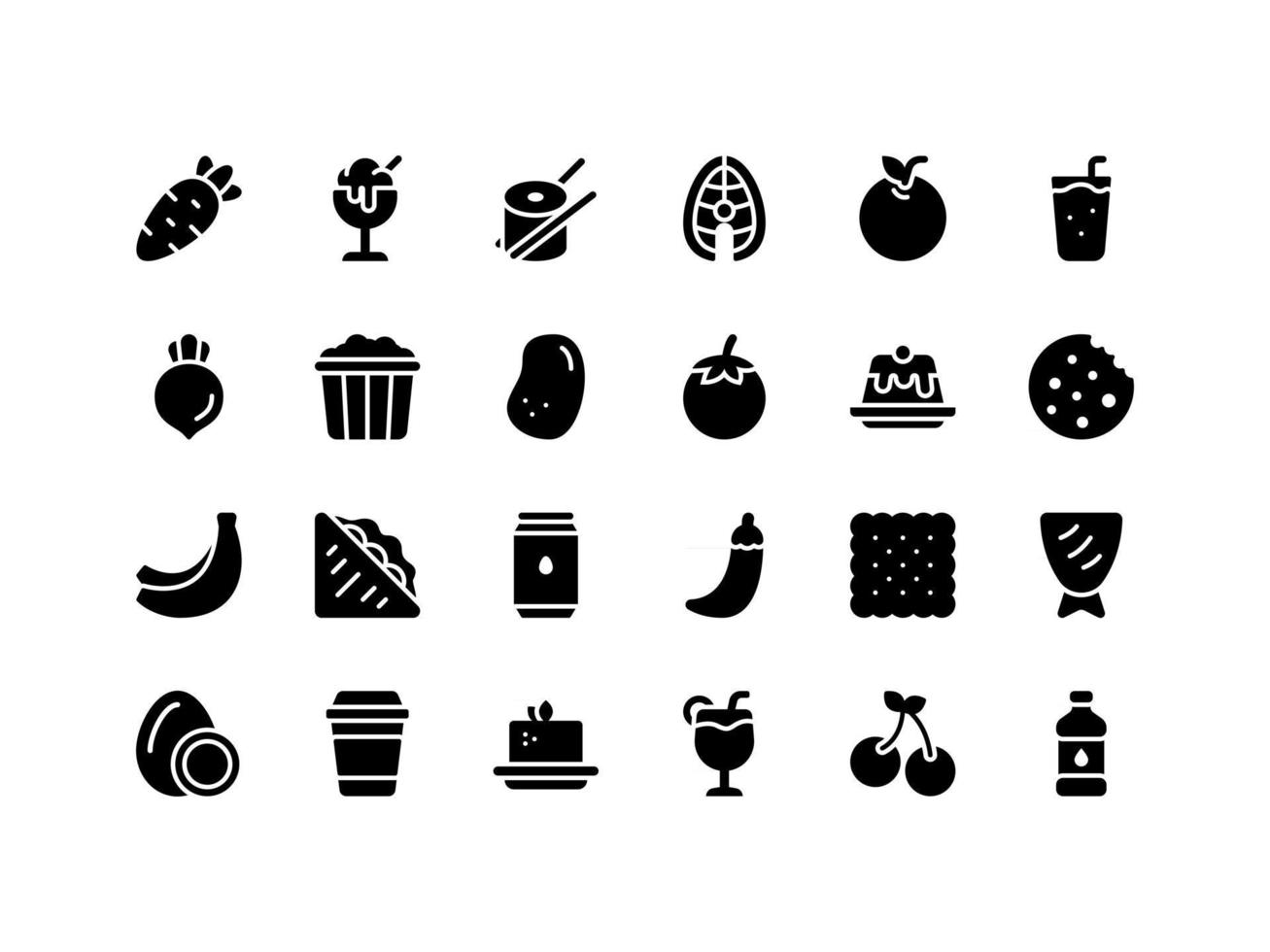 conjunto de iconos de glifo de alimentos y bebidas vector