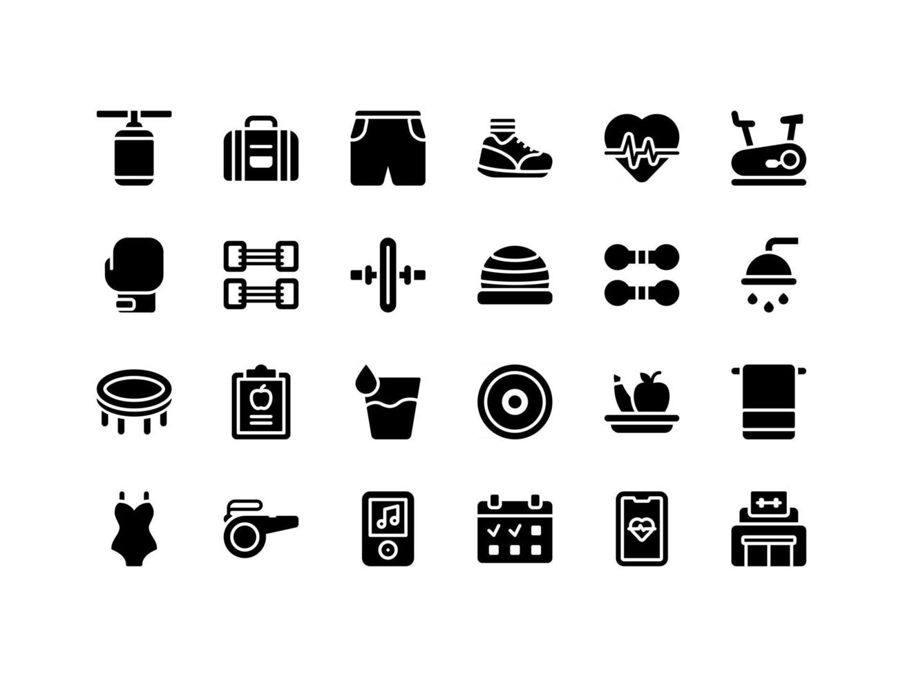 Sport and Fitness Glyph Icon Set vector