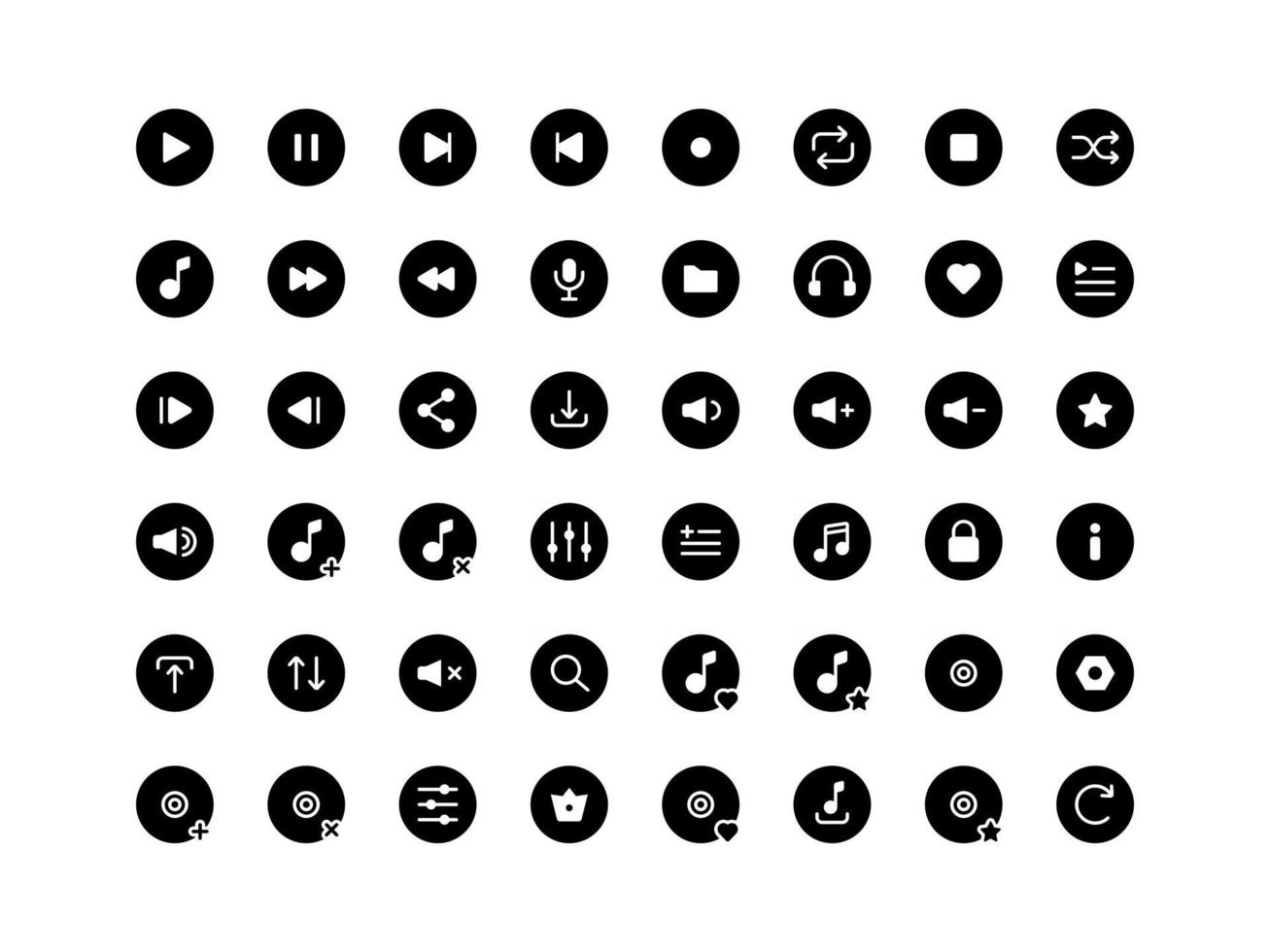 Music Player Buttons Glyph Icon Set vector