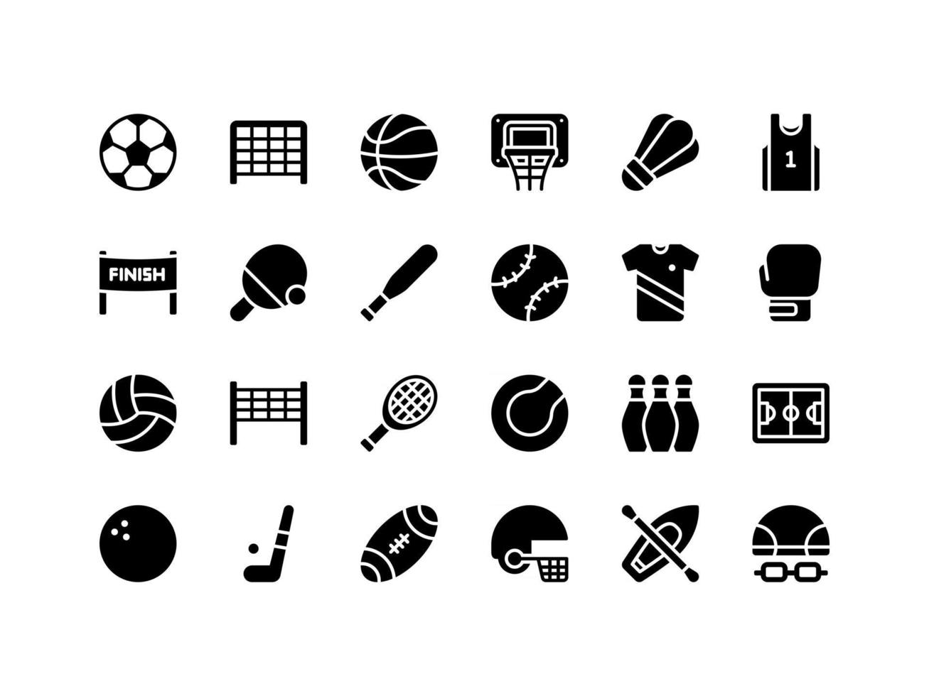 conjunto de iconos de glifo de deportes y fitness vector
