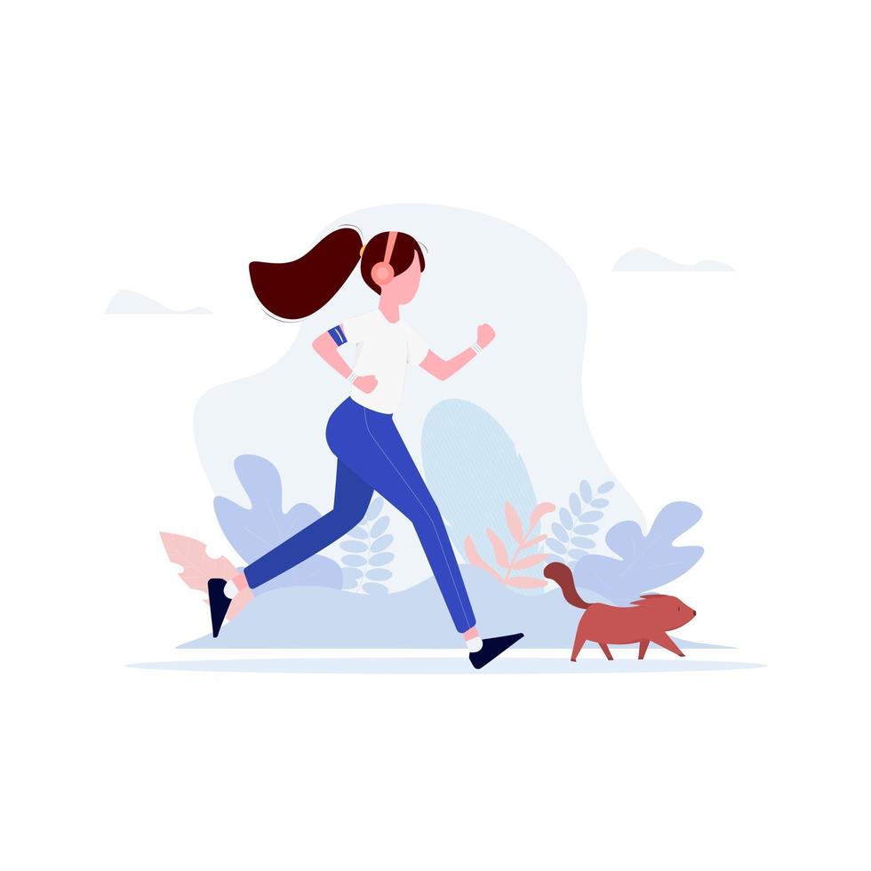 Jogging in the Park Vector Illusration