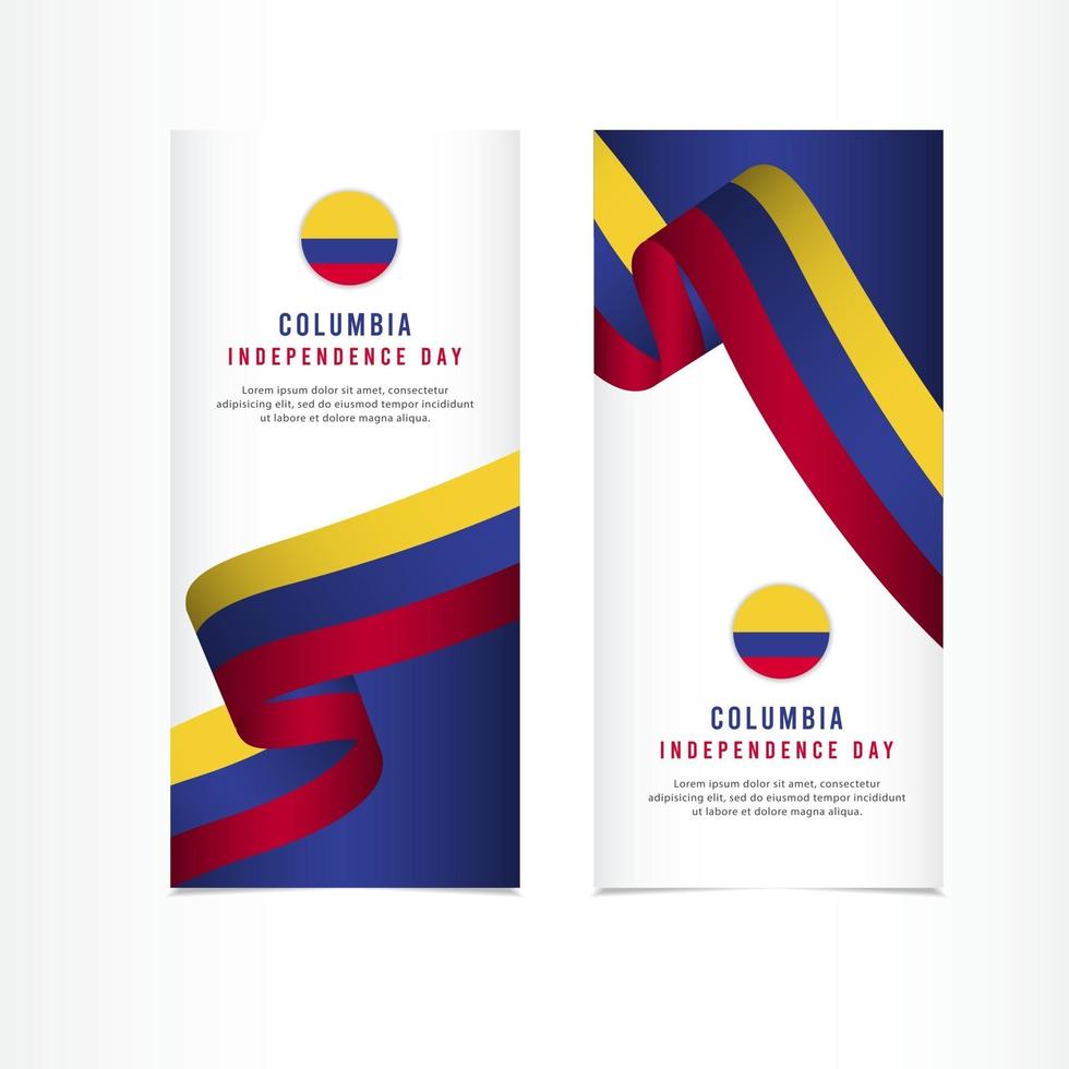 Columbia Independence Day Celebration, banner set Design Vector Template Illustration
