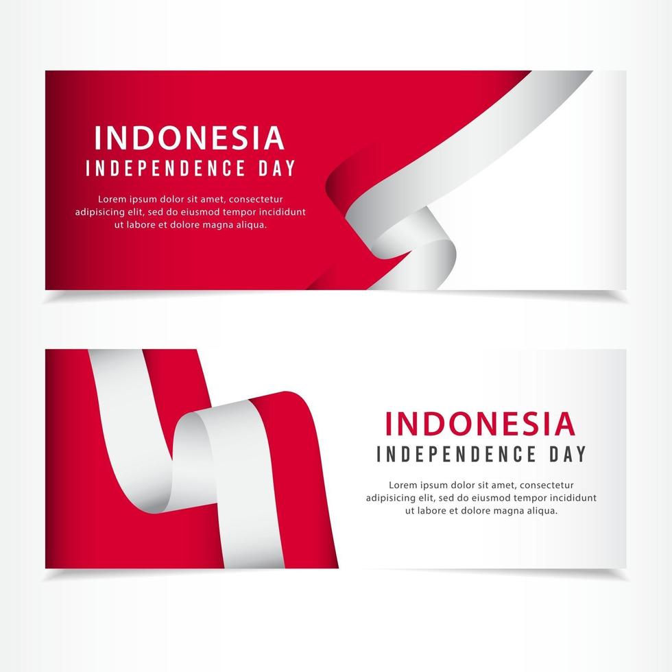 Indonesia Independence Day Celebration, banner set Design Vector Template Illustration