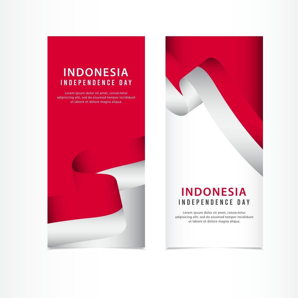 Indonesia Independence Day Celebration, banner set Design Vector Template Illustration