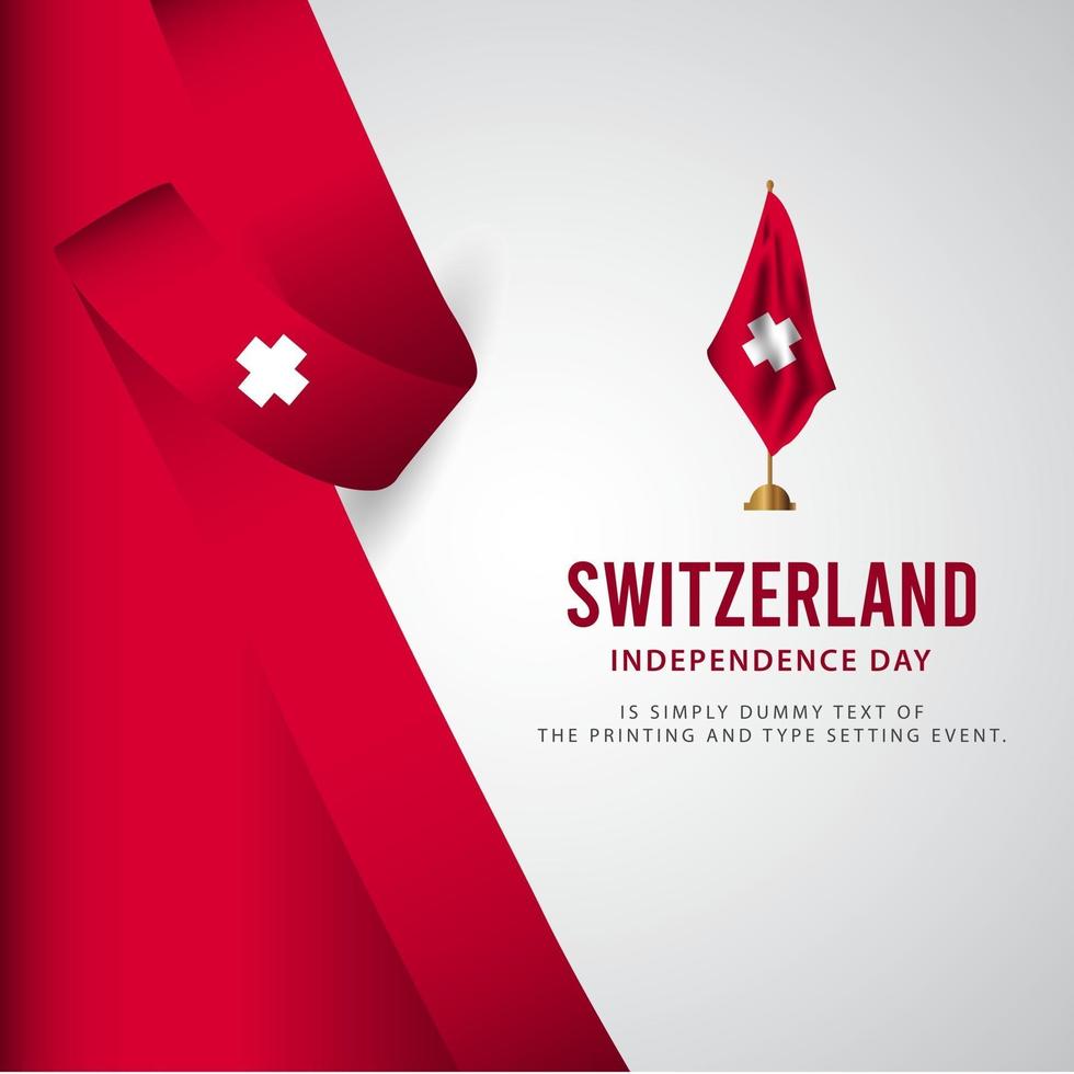 Switzerland Independence Day Celebration, Poster, banner set Design for printing Vector Template Illustration