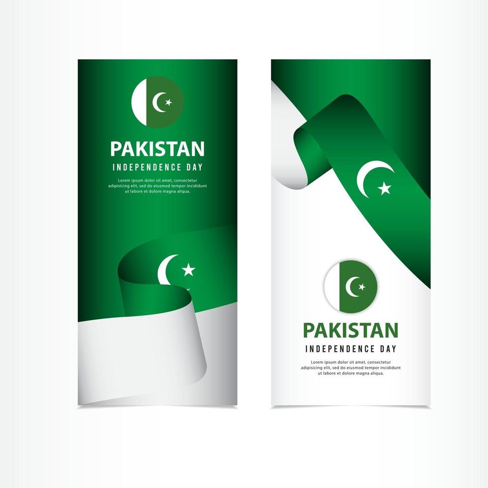 Pakistan Independence Day Celebration, banner set Design Vector Template Illustration