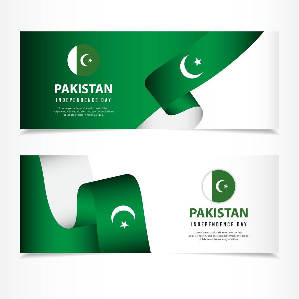 Pakistan Independence Day Celebration, banner set Design Vector Template Illustration