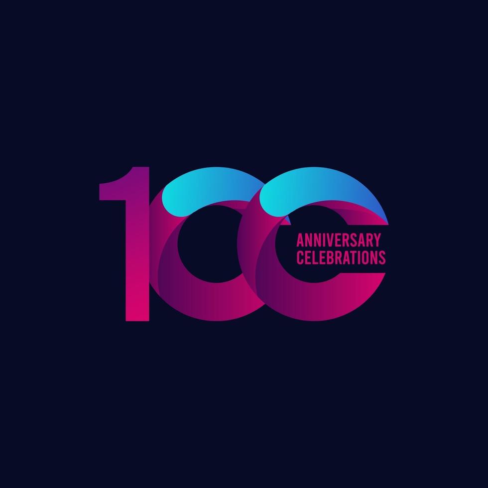 Celebración del aniversario de 100 años, ilustración de diseño de plantilla de vector degradado púrpura y azul