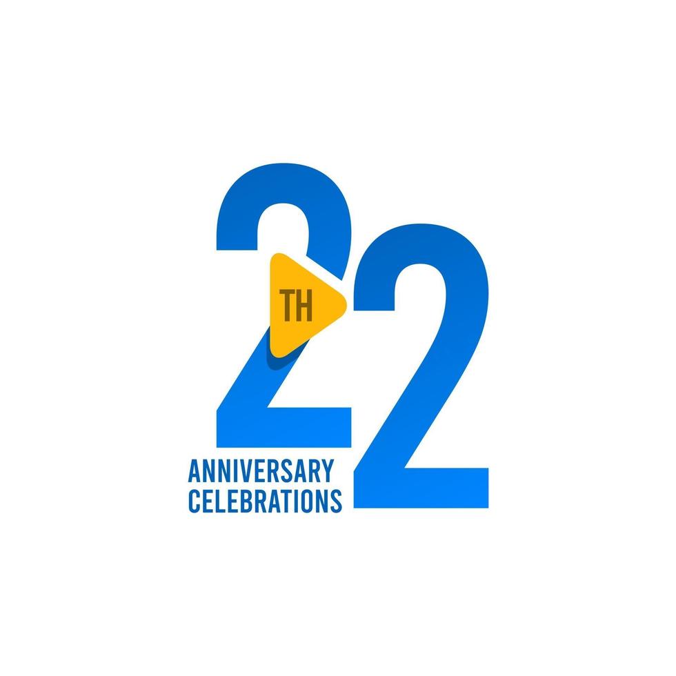 22 Years Anniversary Celebration Vector Template Design Illustration