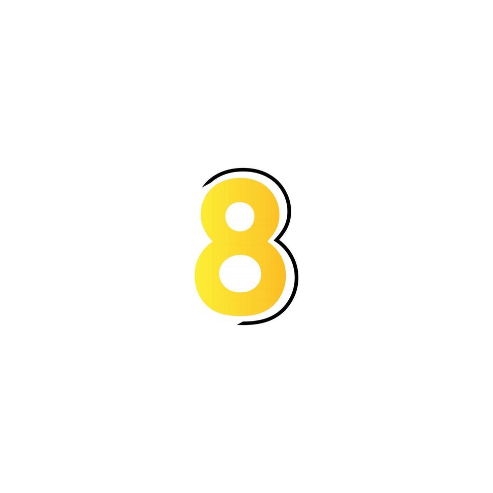 Diseño vectorial nomber con número de línea múltiple color amarillo para evento de celebración, invitación, saludo, ilustración de plantilla 5-08 vector