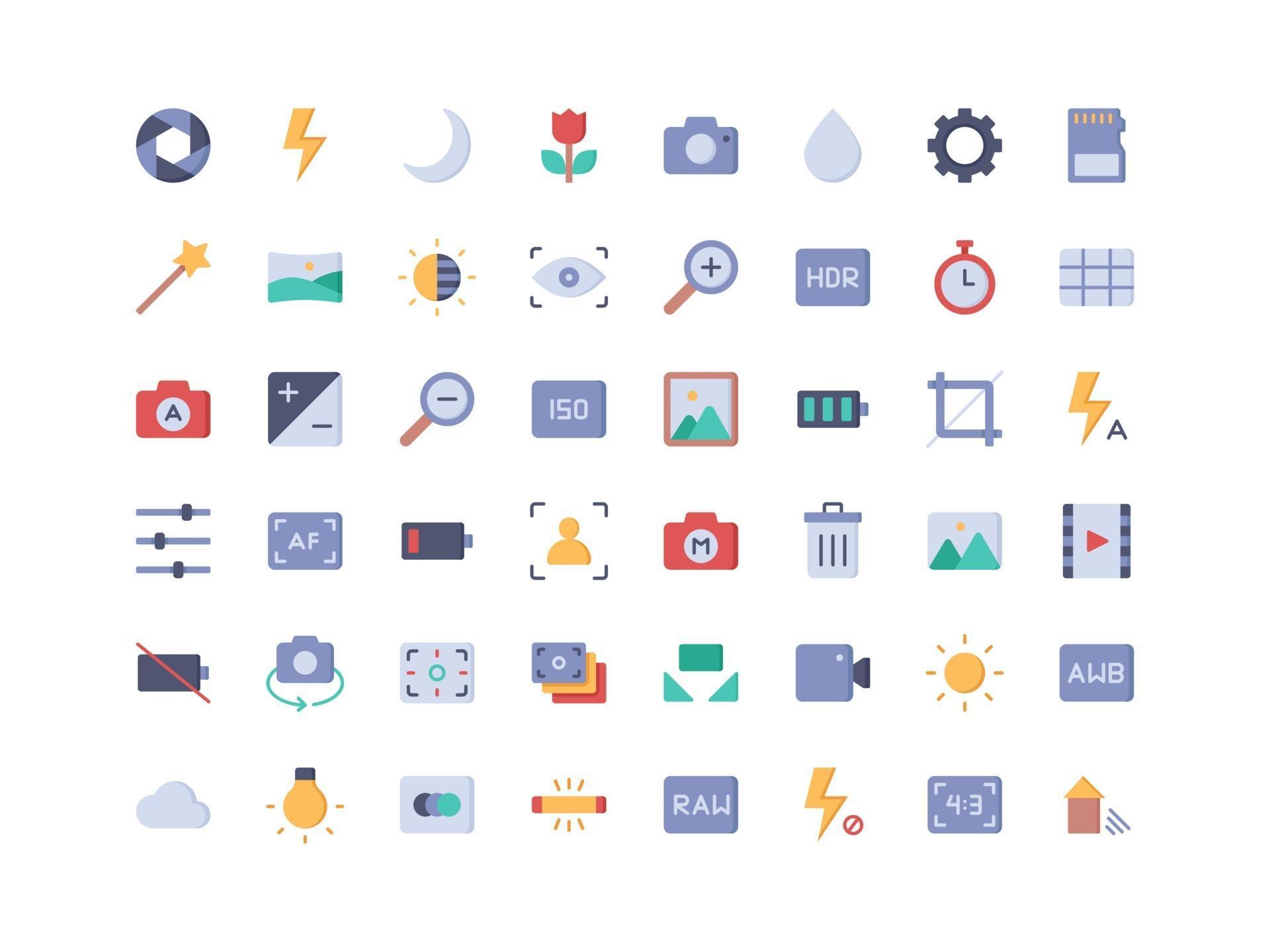 Camera Interface Flat Icon Set 2745414 Vector Art at Vecteezy