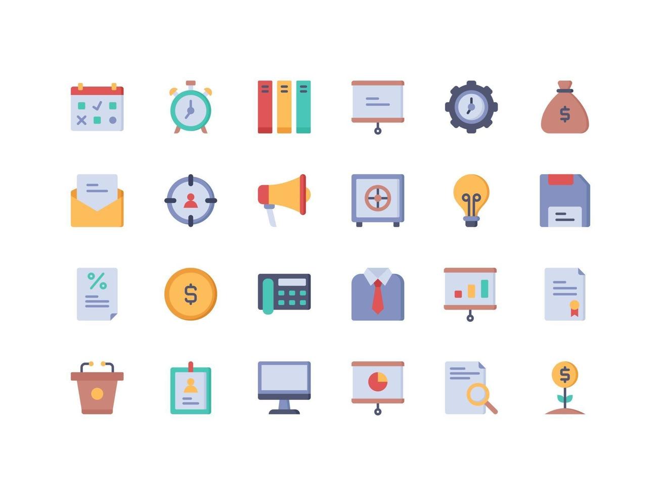 Business and Office Supplies Flat Icon Set vector