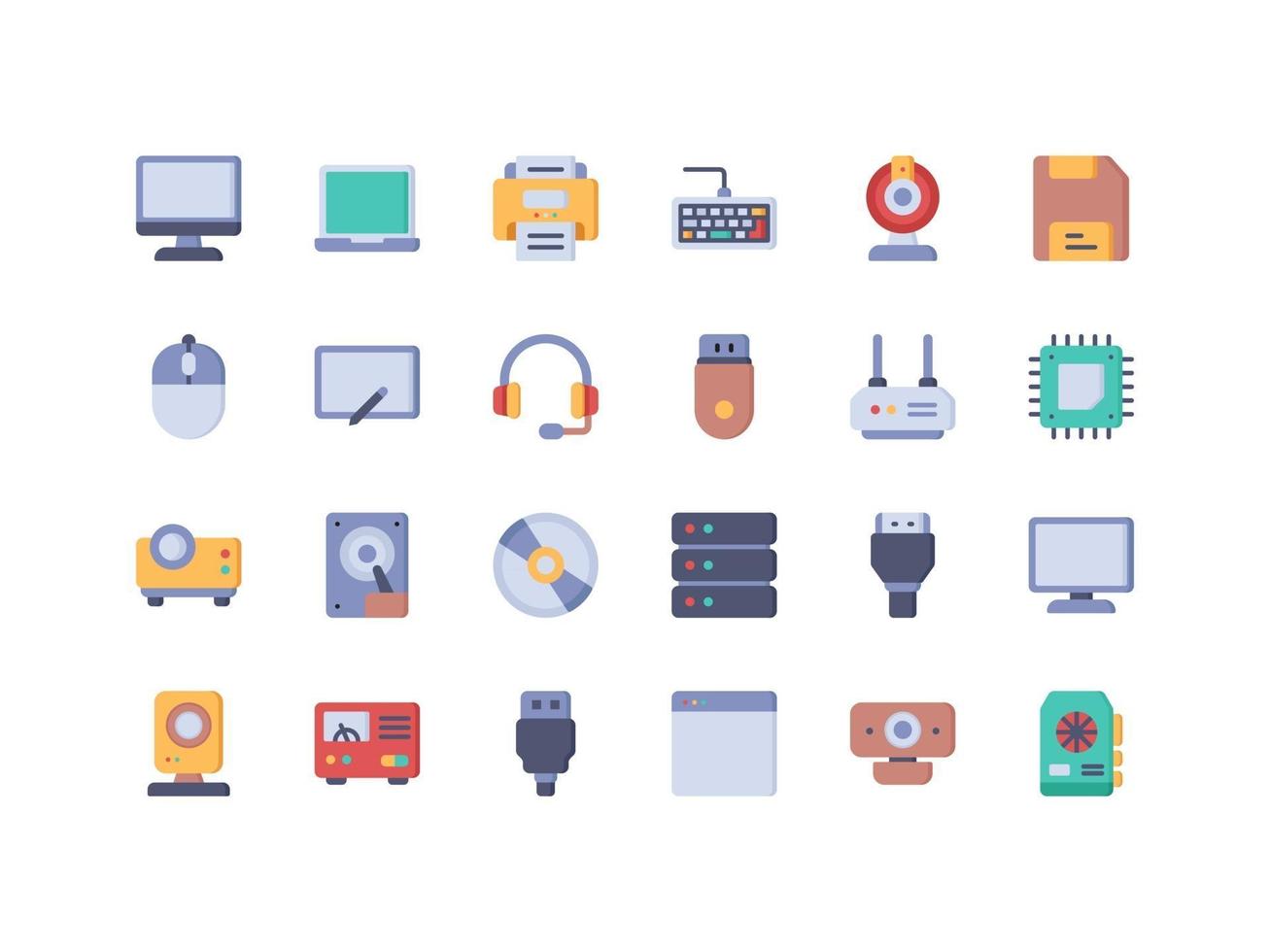 Computer and IT Flat Icon Set vector