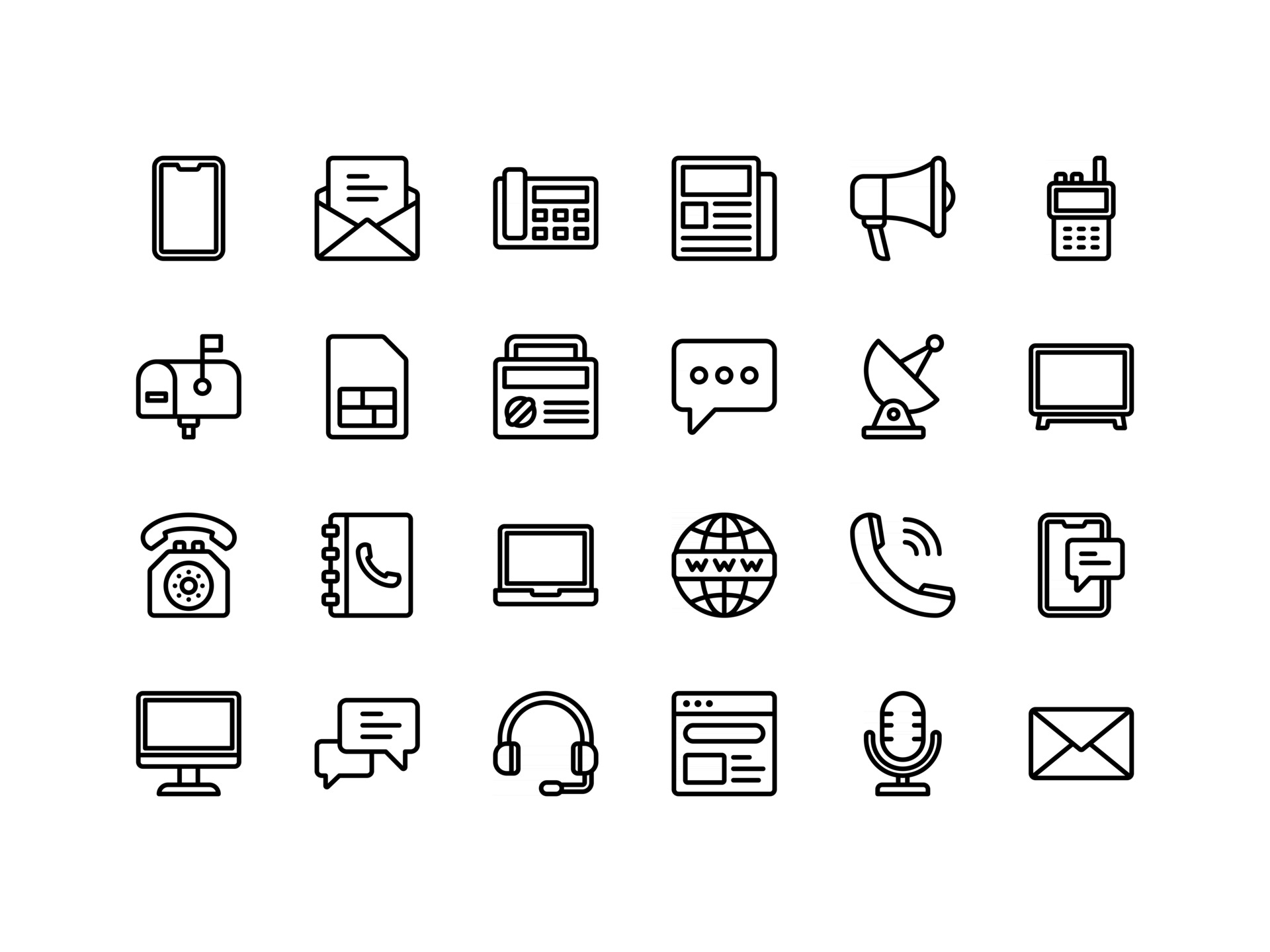 Communication Devices Outline Icon Set 2745437 Vector Art at Vecteezy