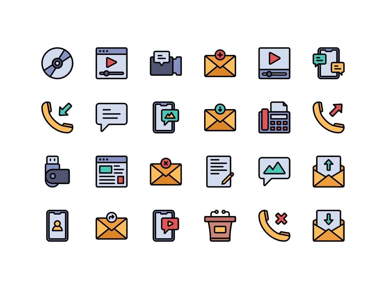 Communication Devices Lineal Color Icon Set vector