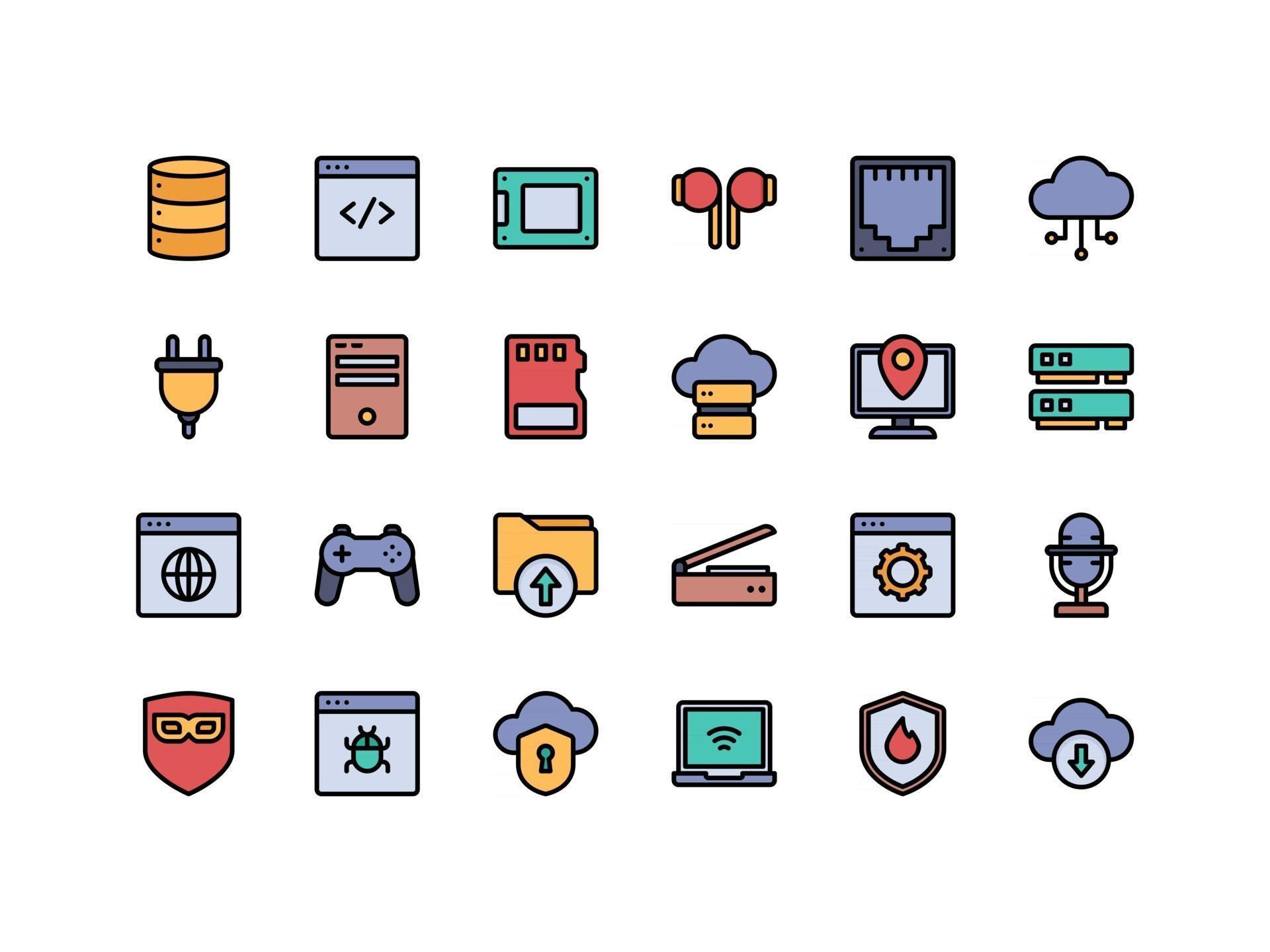 Computer and IT Lineal Color Icon Set 2745446 Vector Art at Vecteezy