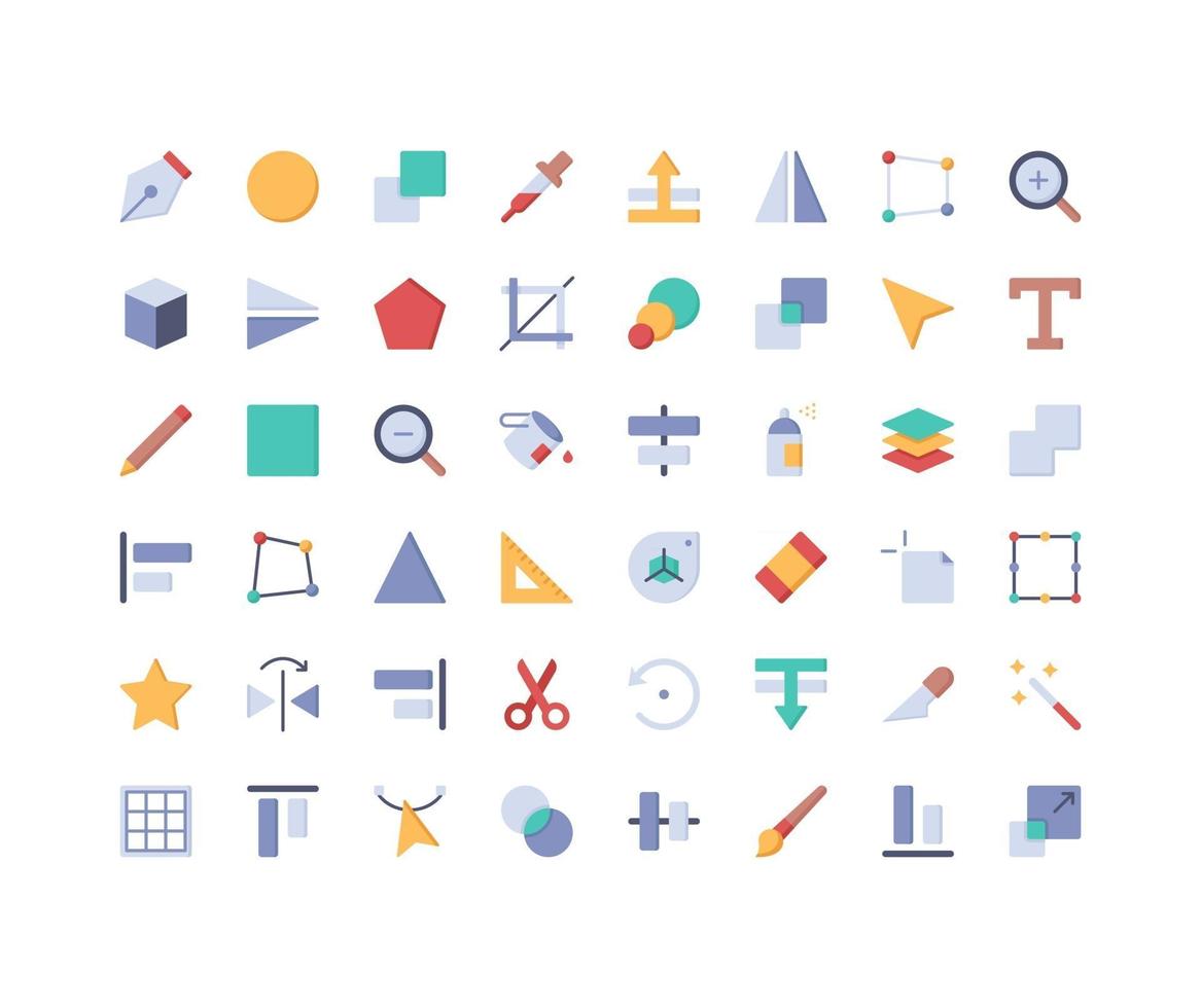 Design Tools Flat Icon Set vector